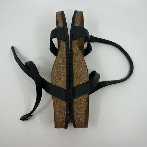 Birkenstock Daloa Black Cross Strap Sandals 6Y WMNS 39 "Birks" Strappy Flat Shoe - Picture 4 of 5